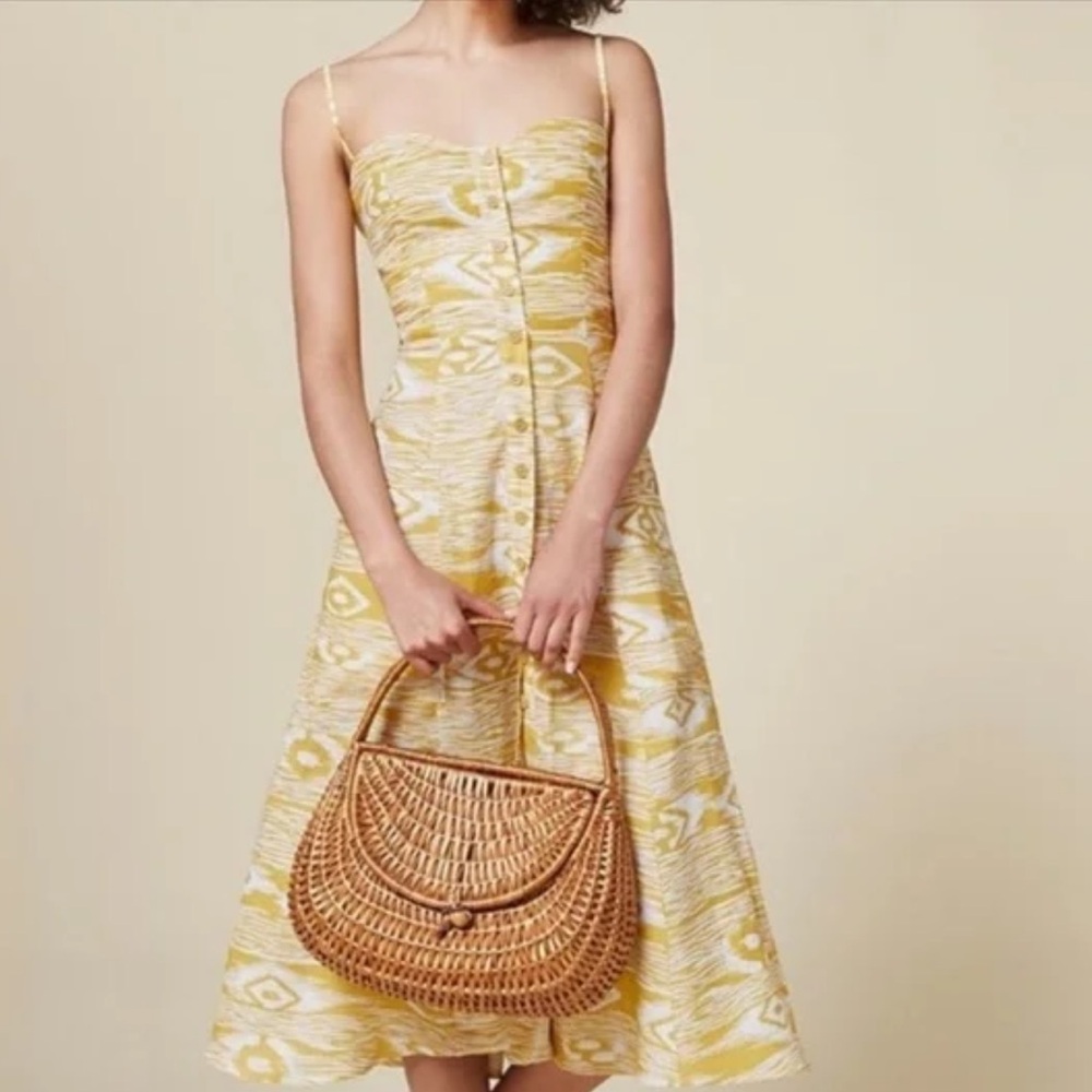Reformation Linen Midi Sweetheart Dress Size 0